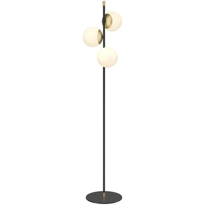 Image of Nostalgia Modern Multi Arm Floor Lamp Matt Gold, Glass Shade