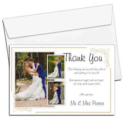 Image of 10 Personalised Wedding Thank You Photo Cards N184