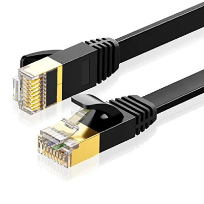 Image of Eono Cat 7 Ethernet Cable 5M,Cat7 Gigabit Lan Network RJ45 High Speed Patch Cord Flat 10Gbps 600Mhz/s SFTP Internet for Xbox,PS4,PS3,Modem,Router,LAN,Switch (Flat Black, 5M/16FT)