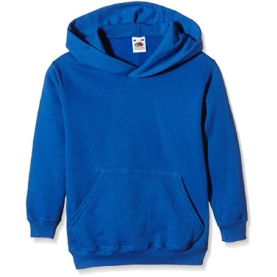 Image of Fruit of the Loom Unisex Kids Pull over Classic Hooded Sweat, Royal, 10 11 Years (Manufacturer Size:32)