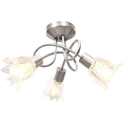 Image of vidaXL Ceiling Lamp with Transparent Glass Shades for 3 E14 Bulbs Tulip