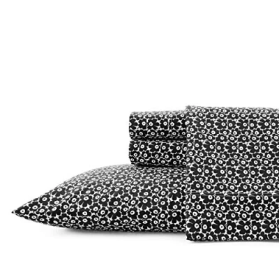 Image of MARIMEKKO Queen Sheets, Cotton Percale Bedding Set, Crisp &amp; Cool Home Decor (Pikkuinen Unikko Black, Queen)