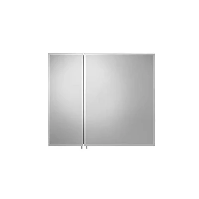 Image of Croydex WC101669 Halton Single Door Bi View Aluminium Cabinet with Hang N Lock Fitting System, 76 x 66 cm, Silver