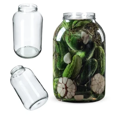 Image of KADAX Glass Jar 4 L, Large with Wide Mouth for Preserving, Pickling and Fermenting, Storage Pickles Sauerkraut (Without Lid)