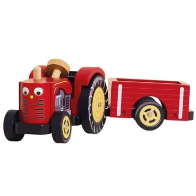 Image of Le Toy Van Farm &amp; Animals Collection Wooden Educational Bertie&#039;s Tractor Figure Playset Suitable For Boys Or Girls Aged 3+