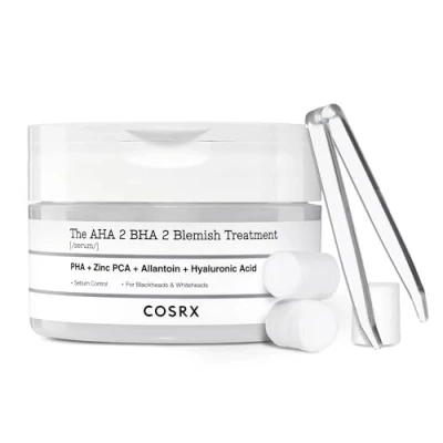 Image of COSRX AHA 2% BHA Blemish Treatment Serum, 60+ Pure Cotton Balls, Quick &amp; Easy Daily Spot Treatment, Blackheads Whiteheads, Sebum Control, Paraben Free, Phthalates Korean Skincare
