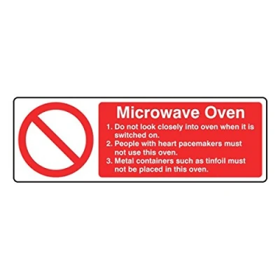 Image of 300mmx100mm Microwave Oven Catering Sign Sticker Self Adhesive