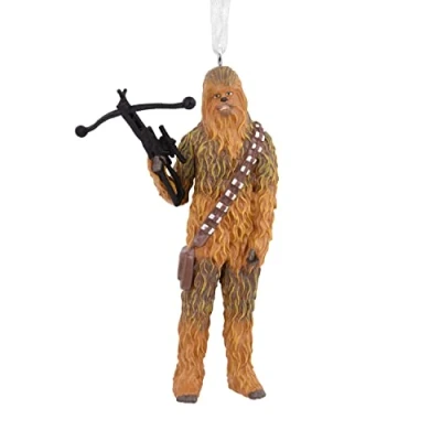Image of Hallmark Star Wars Chewbacca With Bowcaster Christmas Ornament, Brown, H 9.4cm by W 5.1cm L 3.5cm, 25574832