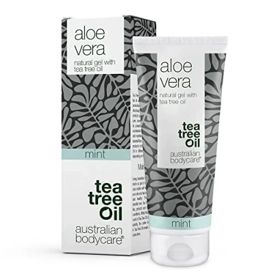 Image of Aloe Vera Gel 100 ml Australian Bodycare After Sun Lotion Natural Vera, Tea Tree Oil &amp; Mint Cooling Moisturizing for itching, irritated skin, sunburns and scratches Vegan