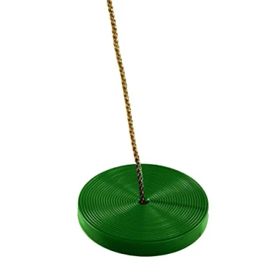 Image of Extra Large Dark Green Plastic Plate Disc Monkey Swing Seat With Rope.