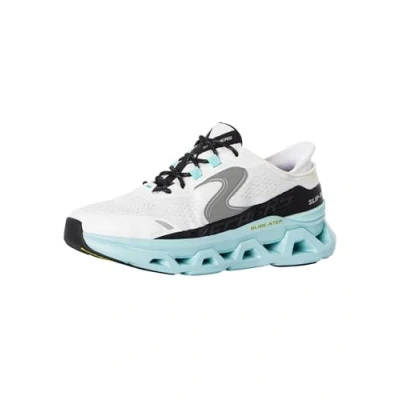 Image of Skechers Men&#039;s Hands Free Slip ins Glide Step Altus Sneaker, White Hotmelt/Mesh/Blue Trim, 10 UK