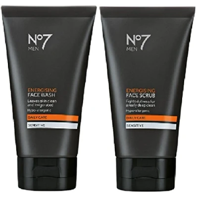 Image of (2 PACK) No7 Men Energising Face Wash x 150ml &amp; Scrub