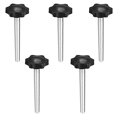 Image of TA VIGOR 5 Pcs Plum Hex Shaped Clamping Screw Knob, 38mm Dia M8 x 60mm Plastic Head Knob Handle Male Thread Thumb