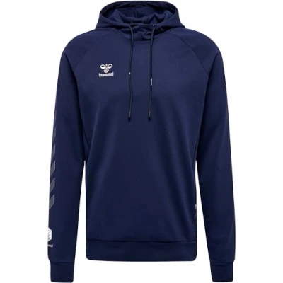 Image of hummel Men&#039;s Hmlmove Grid Cotton Hoodie Hooded Sweatshirt Navy
