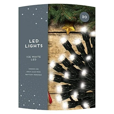 Image of HOVUK 20Pcs Ice White Super Bright LED String Lights 30cm, Lead Wire Battery Powered Christmas Lights, for Indoor Outdoor Decorations