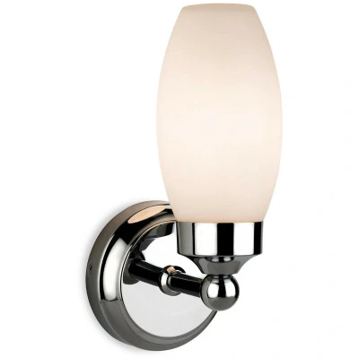 Image of Reef 1 Light Bathroom Wall Chrome with Opal Glass IP44, E14