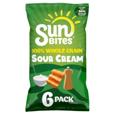 Image of Sunbites Sour Cream and Pepper Multipack Snacks, 6x25g