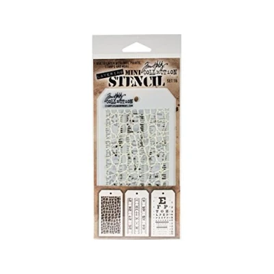 Image of Stampers Anonymous Tim Holtz Mini Layered Stencil Set #16,Multicoloured,8.61x21x0.2 cm