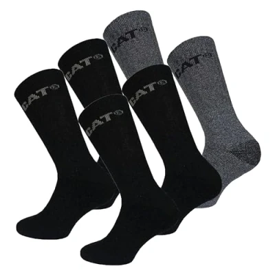 Image of Caterpillar Outdoor socks 6 Pairs of men&#039;s in soft cotton with humidity control, reinforced toe and heel (Grey, 11)