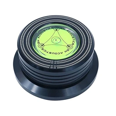 Image of Fasizi 50/60Hz Bubble Level Speed Detection Turntable LP Vinyl Disc Alloy Record Weight Stabilizer Clamp Black