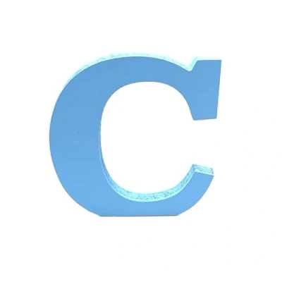 Image of Blue Wooden MDF Letter C Size 13cm Tall Free Standing Letters for Arts &amp; Crafts Personalized Name Decor