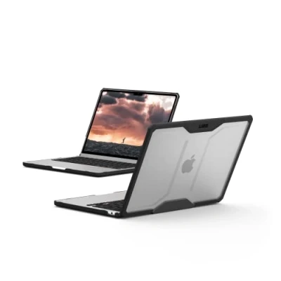 Image of UAG Designed for MacBook Air 13&quot; Case 2024 M3 (A3113), 2022 M2 (A2681) Plyo Ice/Black, Translucent Rugged Lightweight Slim Tactile Grip Laptop Protective Cover by URBAN ARMOR GEAR