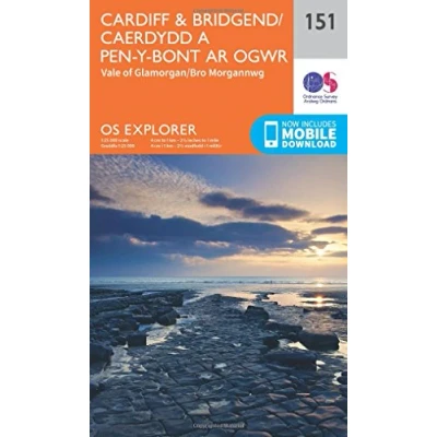 Image of Explorer 151 Cardiff &amp; Bridgend Map With Digital Version