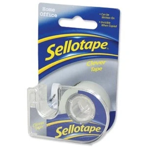 Image of Sellotape Clever Tape Dispenser Roll Write on Copier friendly Tearable 18mmx25m Matt Ref 1766010 [Pack 6]