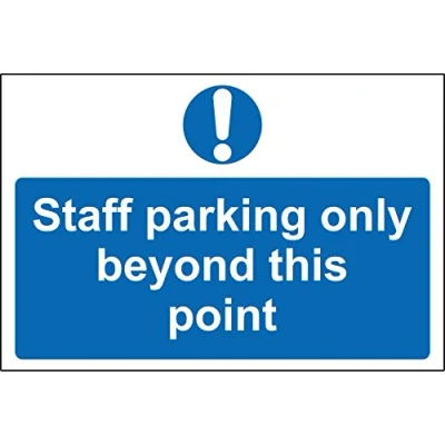 Image of Staff parking only beyond this point safety sign 3mm Aluminium 300mm x 200mm