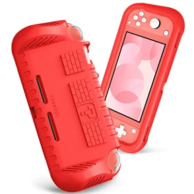 Image of Fintie Kids Case for Nintendo Switch Lite 2019 w/2 Game Card Slots [Ultralight] [Shockproof] Protective Cover with Ergonomic Grip, Friendly Grip Console, Red