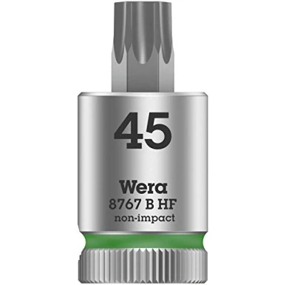 Image of Wera 8767 B HF TORX Zyklop holding function bit socket, 3/8&quot; drive, TX 45x38.5mm, 05003070001, Green