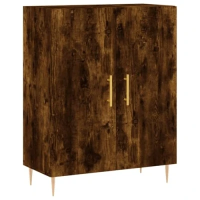 Image of vidaXL Smoked Oak Sideboard Engineered Wood Storage Cabinet with 3 Drawers and 2 Compartments 69.5x34x90 cm for Living Room or Bedroom
