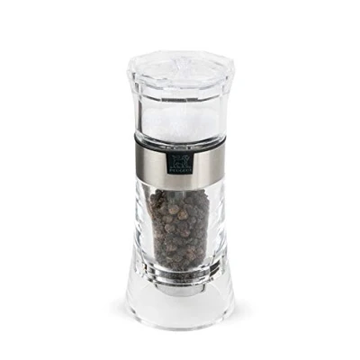 Image of Peugeot Saveurs d &#039;epices Oslo COMBI Pepper/Salt Mill, Acrylic, Clear/Stainless Steel, 5.8 x 13.1 cm