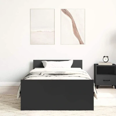 Image of vidaXL Bed Frame without Mattress Black 100x200 cm Engineered Wood