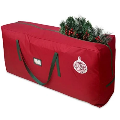 Image of Holiday Spirit Christmas Tree Storage Bag For Trees. Heavy Duty 600D Oxford Material With Durable Reinforced Handles &amp; Zipper, Waterproof Protects the Elements. (Red, Fits a 7.5FT Tree)