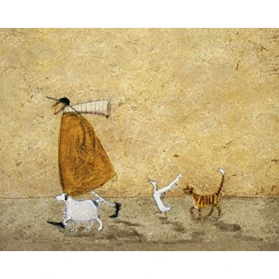 Image of Sam Toft AFWDC21356 &quot;Ernest, Doris, Horace and Stripes&quot; Canvas Print, Multi Colour, 40 x 50 cm