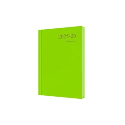 Image of Collins &#039;Essentials&#039; 12 Month Mid/Academic Year Planner, July 2025 2026 Day to Page Appointments Diary, A5 Hard Cover, Lime