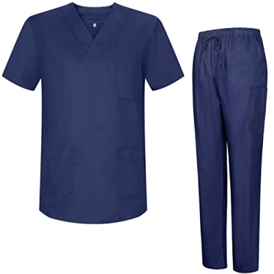 Image of MISEMIYA Uniforms Unisex Scrub Set Medical Uniform with Top and Pants 817 8319 X Large, Navy Blue