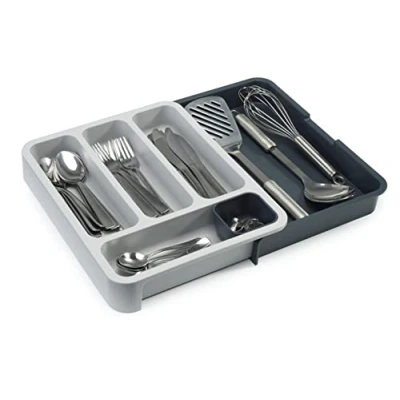 Image of Joseph DrawerStore Expandable Cutlery Tray Drawer Organiser for kitchen utensils, Dark Grey/Grey, 8