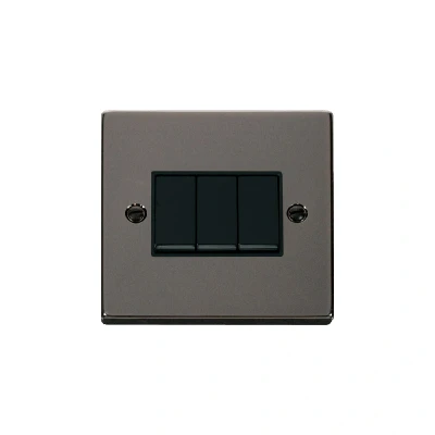 Image of Click Deco 3 Gang 2 Way 10AX Switch Black Nickel Inserts