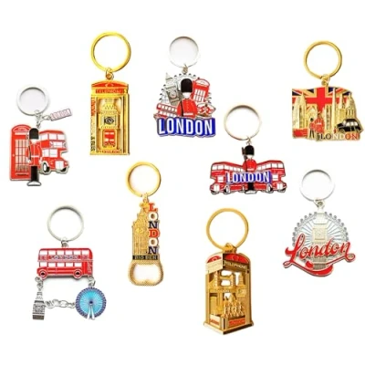 Image of London Icons Mix UK Souvenir Set of 9 Metal Key Rings