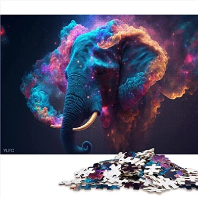 Image of 1000 Piece Jigsaw Puzzle Elephant for Adults Cardboard puzzles Decompressing Intellectual Educational Toy （Size 26x38cm）