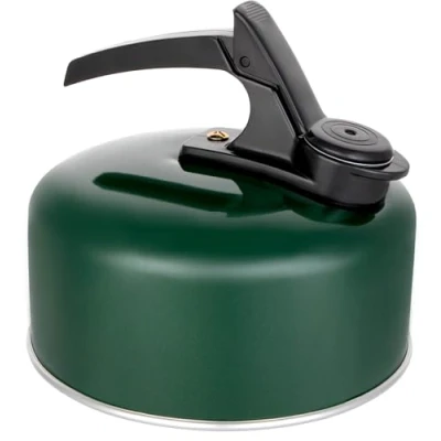 Image of 1 Litre Green Stainless Steel Whistling Stove Top Kettle, Camping Kettle with Handle, Non Induction, Lightweight &amp; Durable