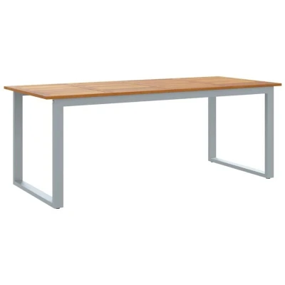 Image of vidaXL Outdoor Dining Table Grey 200x90x75 cm Steel&amp;Solid Wood Acacia