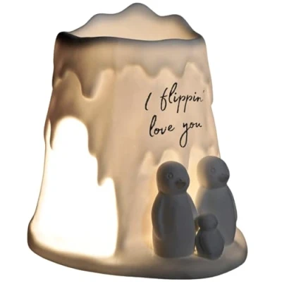 Image of Cello Tealight Wax Melt &amp; Oil Burner, Penguin Flippin&#039; Love You, Stunning Porcelain Decor. Use as Burners or Essential Burner and Magically Fragrance Your Room. Gifts.