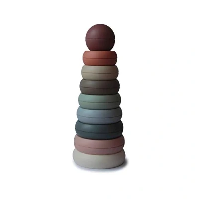 Image of Mushie stacking Rings Stacker Toy Ringtower Educational Toys for Baby &amp; Toddler Colourful Sorting and Children from 6 Months Pre School Learning Made In Denmark (Original)