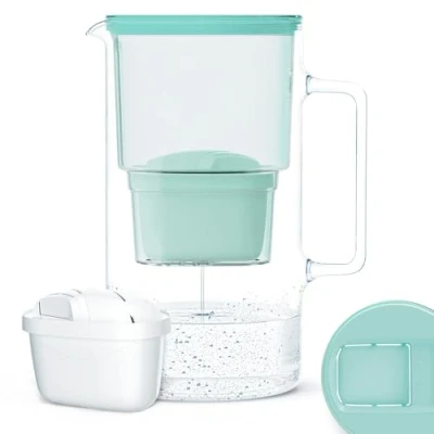 Image of Wessper Glass Water Filter Jug, incl. 1 Cartridge, 3 Litre, Mint