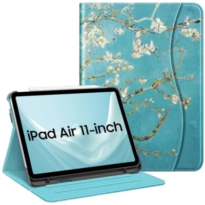 Image of FINTIE Case for iPad Air 11 inch (2024) M2, 6th / 5th 4th Generation (2024/2022/2022) [Multi Angle Viewing] Folio Stand Protective Cover with Pencil Holder &amp; Pocket, Blossom