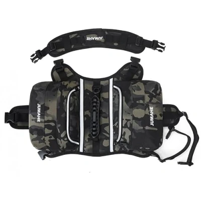 Image of NP Dog Saddle Bags Harness Backpack with Reflective Tape, Waterproof Adjustable Wiring Vest for Medium Large Dogs Hiking Travel Camping (Camouflage)