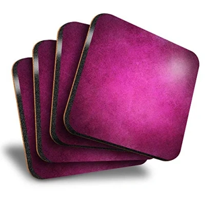 Image of Destination Vinyl ltd Great Coasters (Set of 4) Square Distressed Hot Pink Grunge Colour Drink Glossy Coasters/Tabletop Protection for Any Table Type #24565